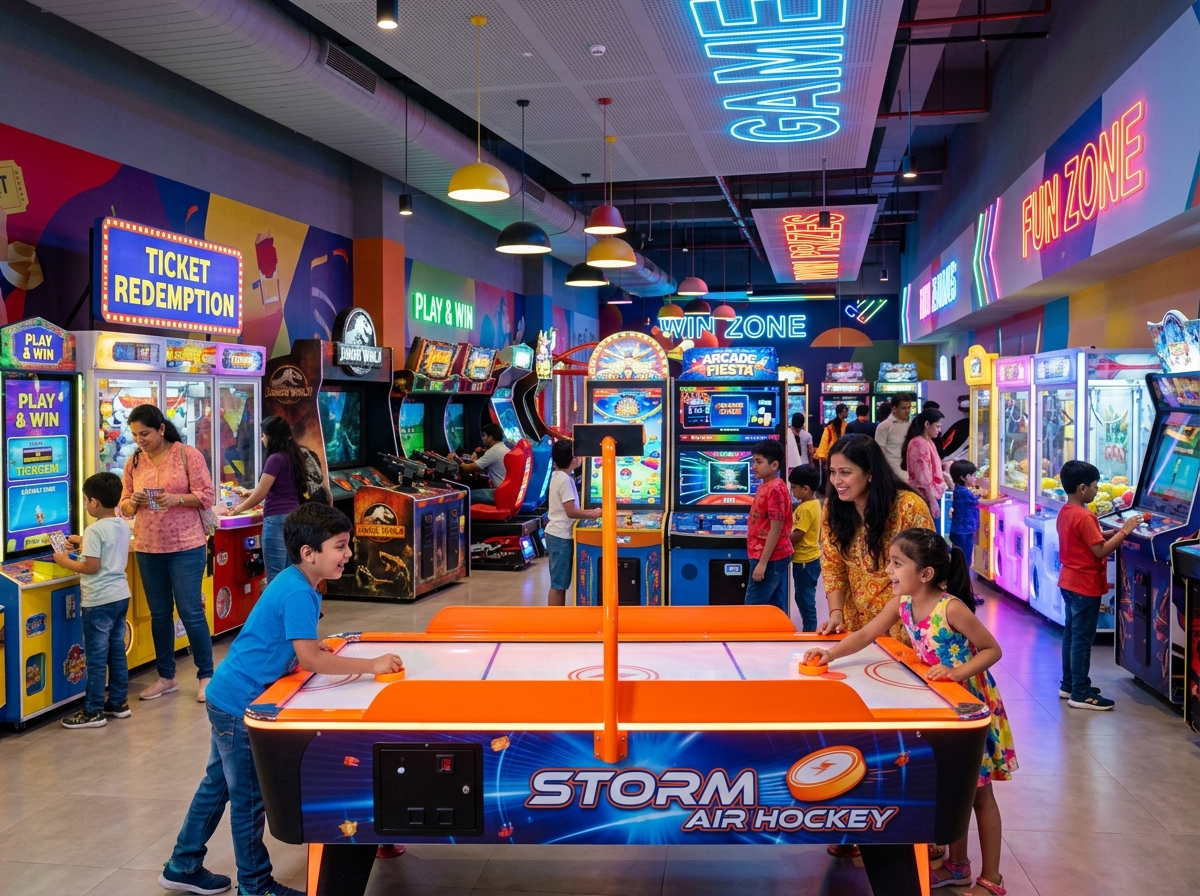 Kids playing arcade games at JoyNest