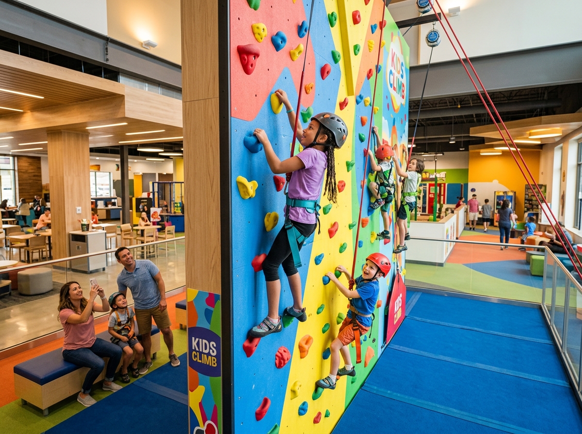 Children rock climbing at JoyNest